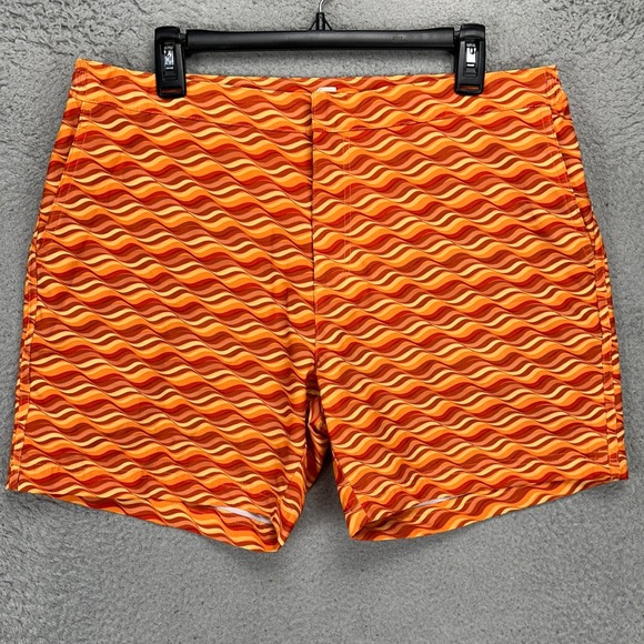 Fair Harbor Mens Swim Trunks 34 Orange Mesh‎ Lined Drawstring Pocket Board Short